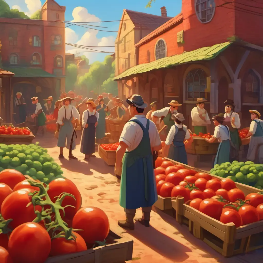 Clue discovered, Tomato Factory, townspeople, confrontation