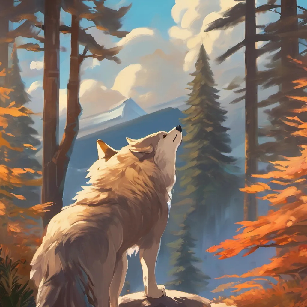 The wolf looking towards the horizon with a kind smile, hinting it's time to part ways.