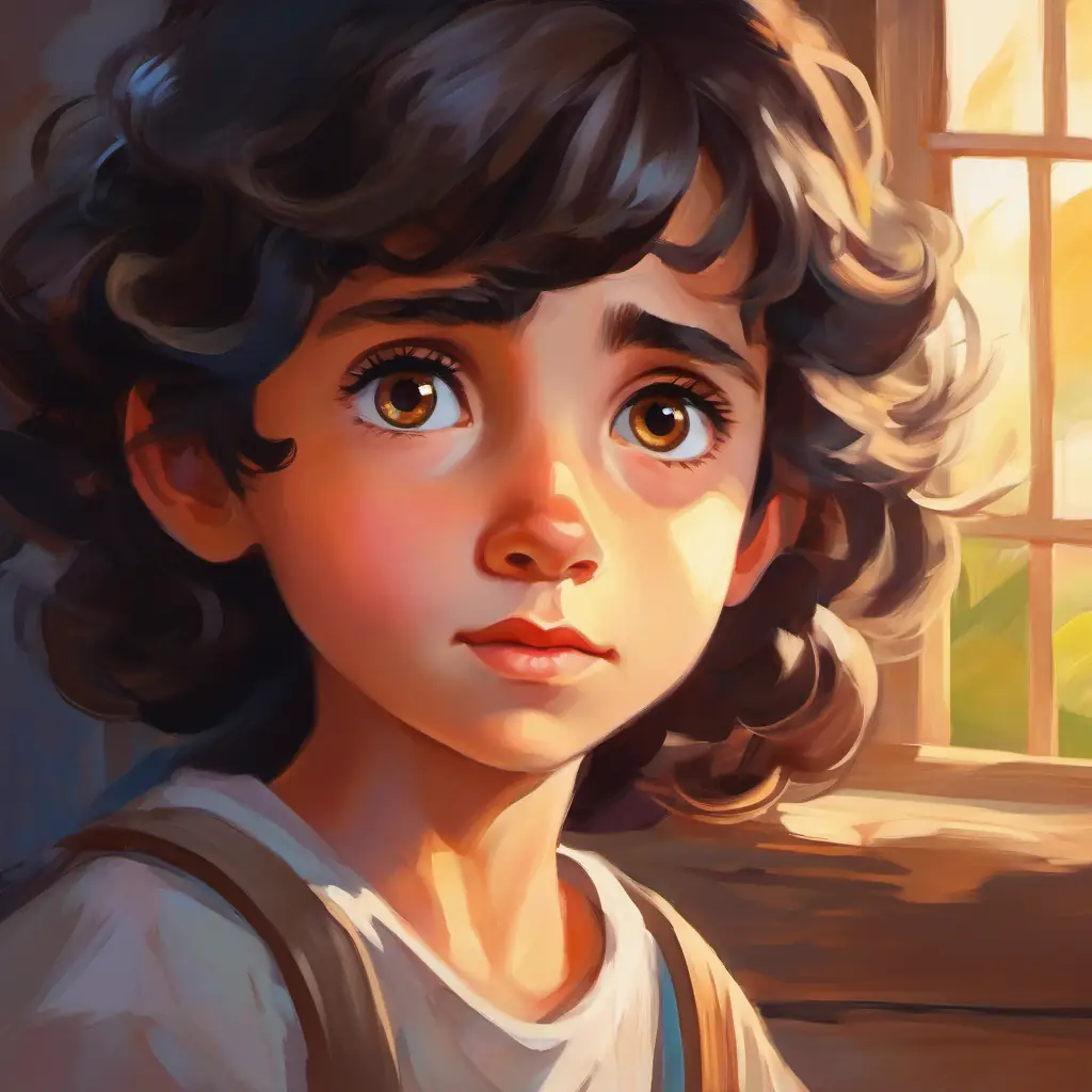 Wise and kind, with dark hair and bright, curious eyes and Determined and teary-eyed, with tousled hair and worried eyes's prayer for guidance