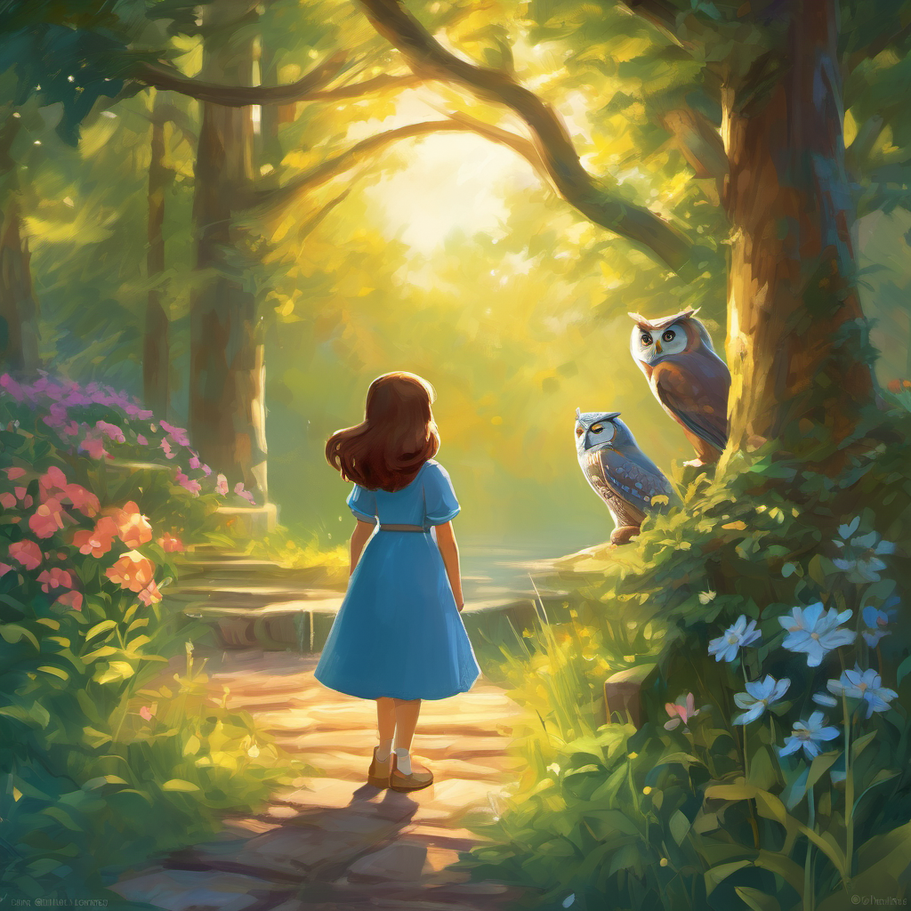 As Wendy approached the magical clearing, she saw a wise old owl sitting on the well's edge. With gentle and kind eyes, the owl spoke, "Wendy, my dear, wishes have great power, but they must come from the heart and be thoughtful. Your wishes can make your dreams come true, but they must align with the greater good and not cause harm to yourself or others." Wendy nodded and thought deeply about her desires. She realized that her truest wish was simply to spread love, joy, and happiness to those around her. With newfound understanding, she slowly repeated, "I wish for everyone to be happy every day."