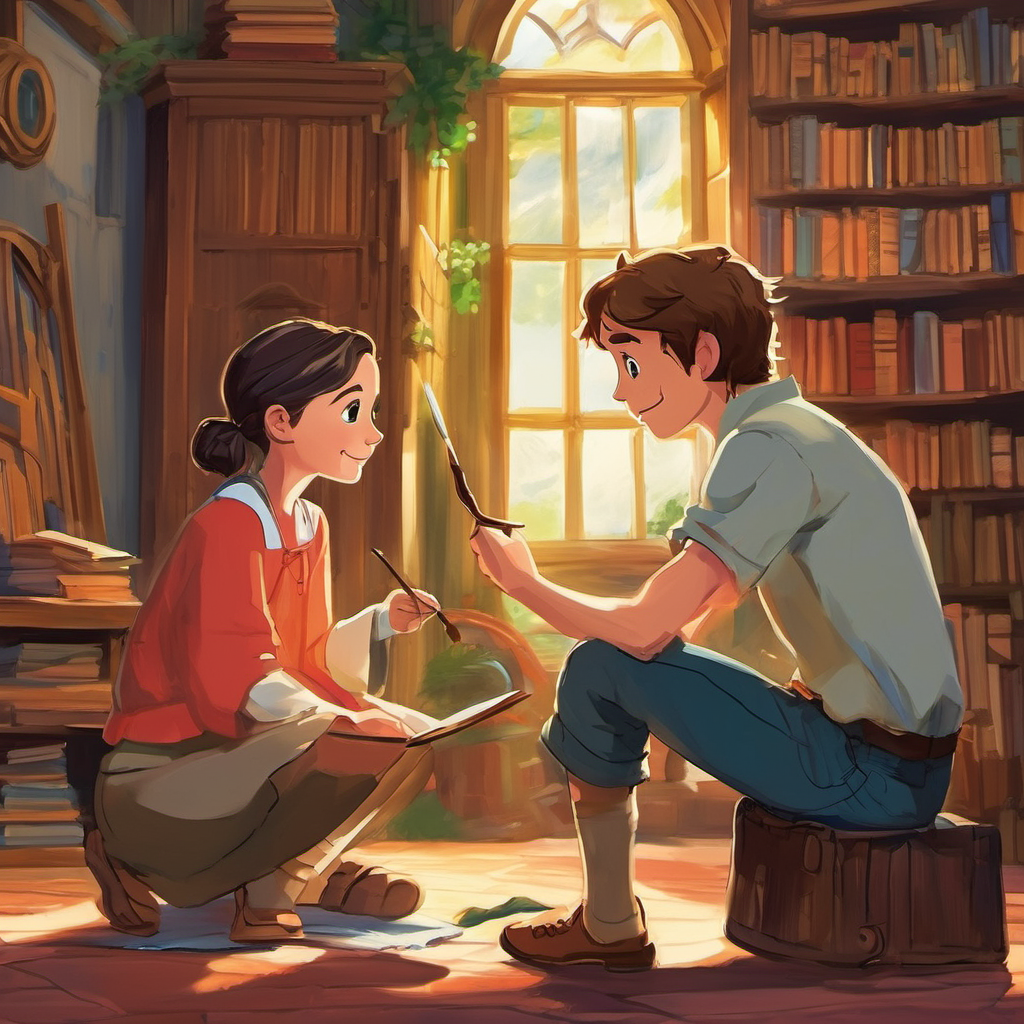 Jamie's heart started pounding. Emma's paintbrush looked exactly like his own. However, instead of accusing her right away, he decided to have a friendly conversation. Jamie approached Emma with kindness in his voice and asked her about the paintbrush. To his surprise, Emma immediately confessed that she accidentally took Jamie's paintbrush, mistaking it for her own. Emma apologized profusely and explained that she had been waiting for the perfect moment to return it to Jamie. In that moment, Jamie felt a sense of relief, knowing that his paintbrush had been found and his classmates hadn't taken it with bad intentions.