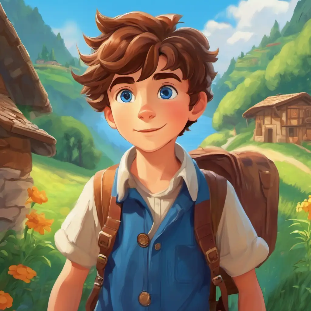 The story begins in Sunnyville, with the main character Brave and adventurous boy with brown hair and blue eyes, who is described as brave and adventurous.