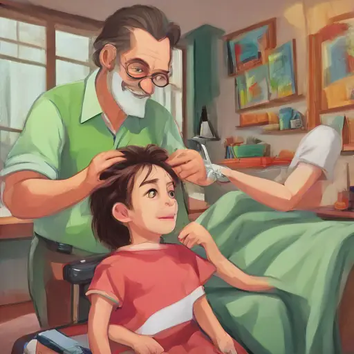 Dad gets a cut, Marta's quick to find a bandage.