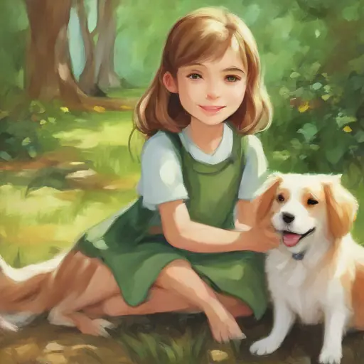 Marta comforts the dog, joy is shared, tails wagging.