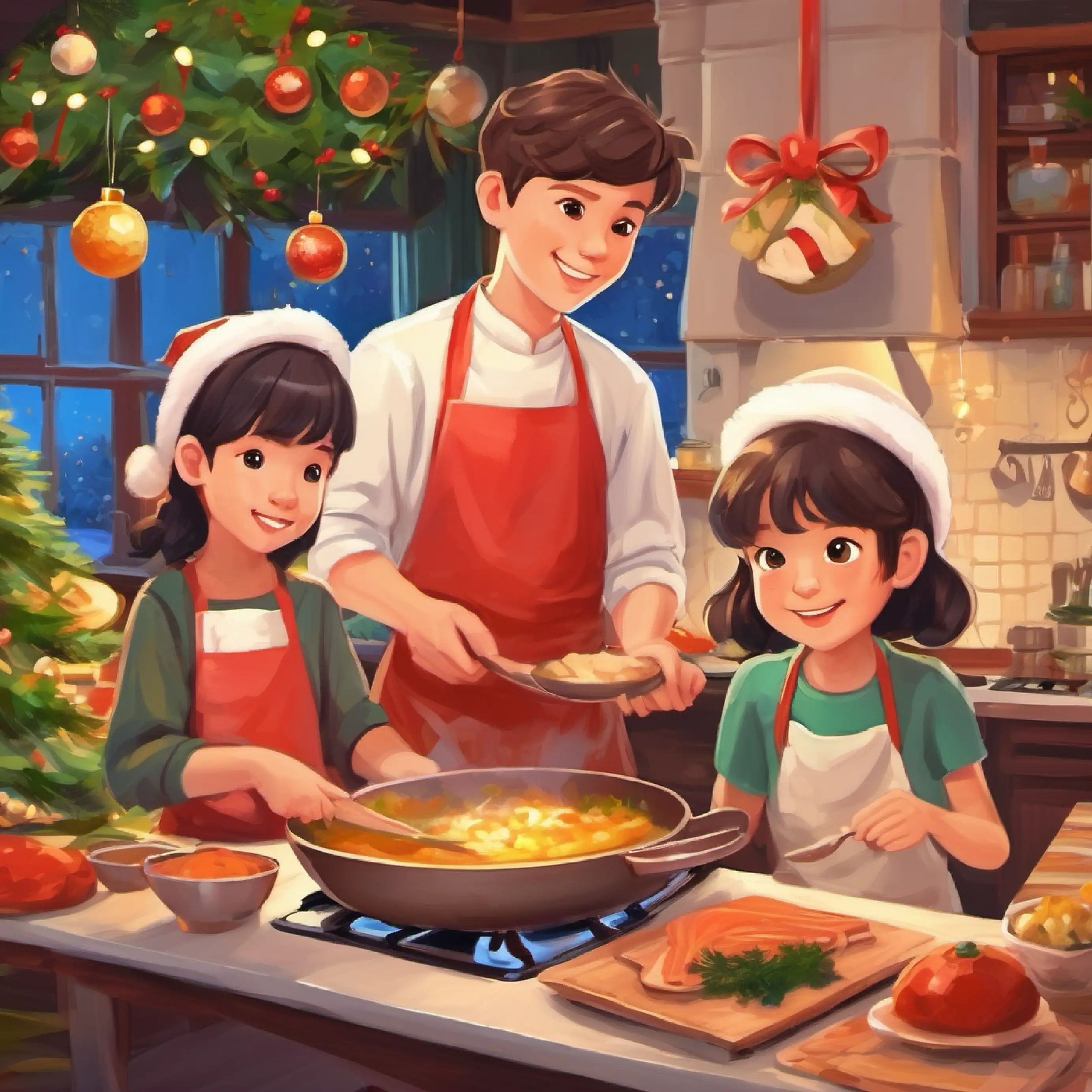 Sibling bonding and cooking lesson.