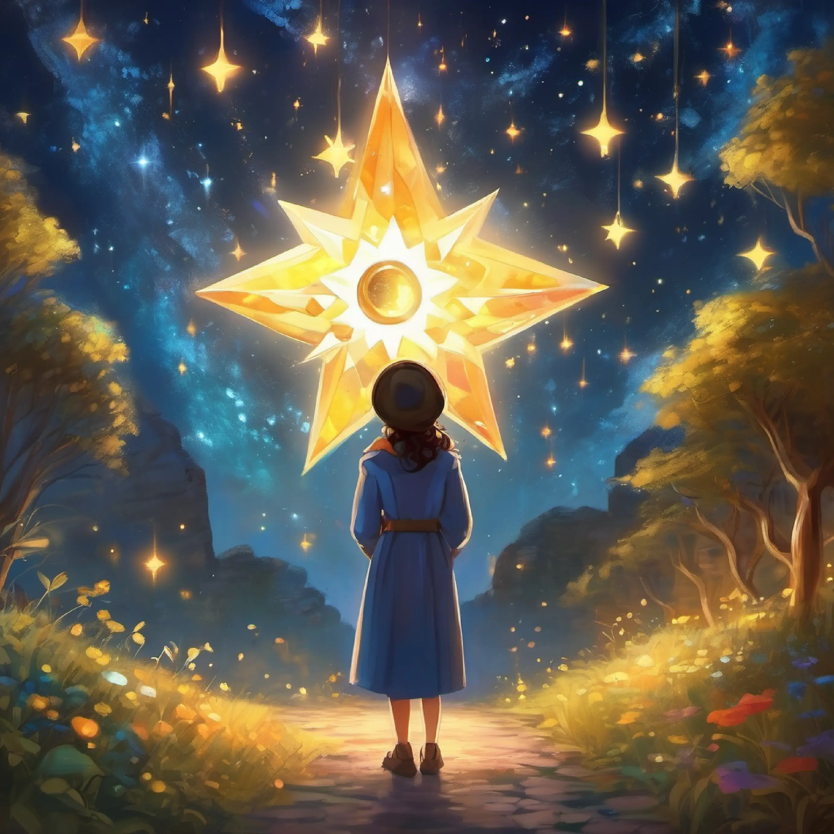 A star given human form, eyes sparkling like a night sky ponders on the greatest inventions being emotional, not physical.