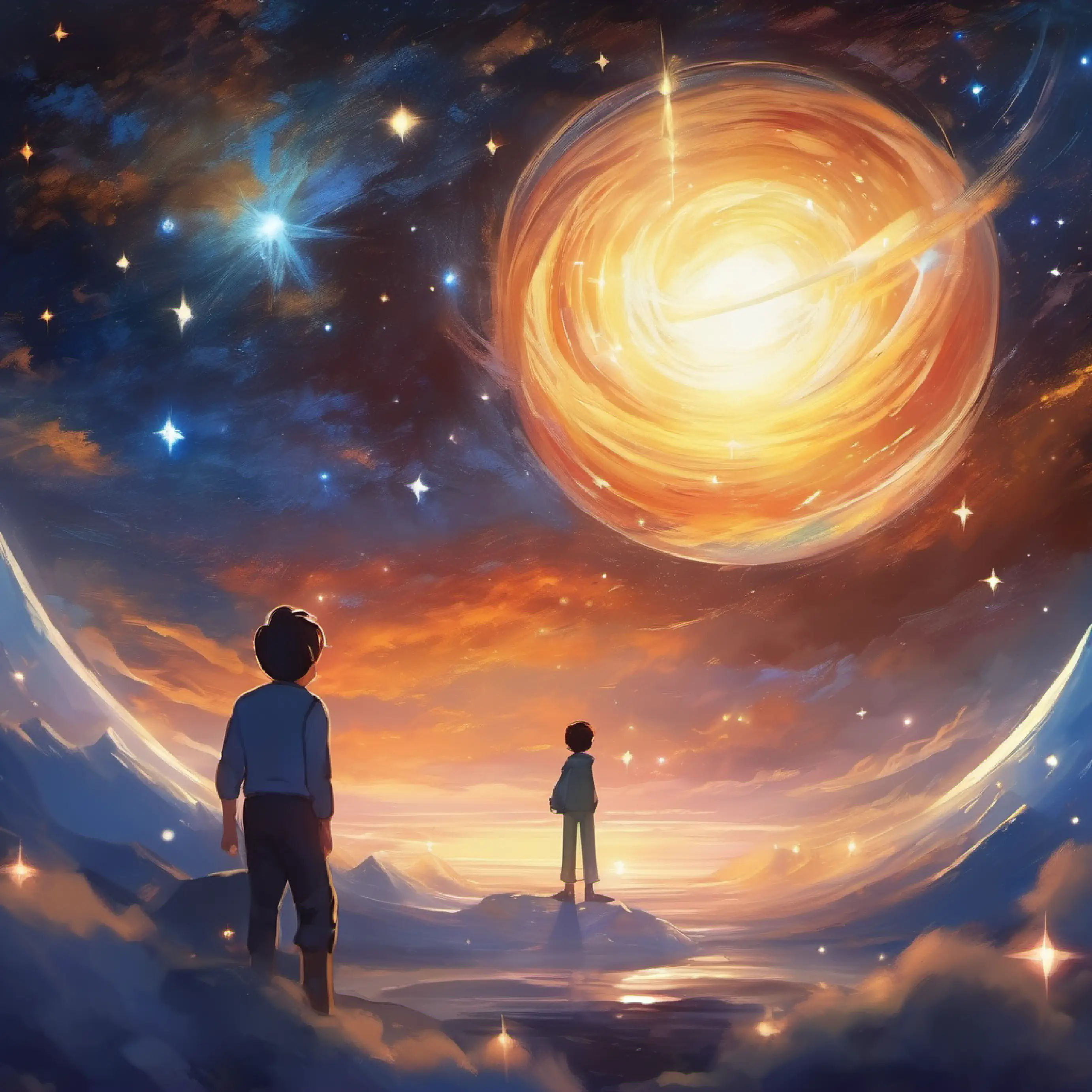 Introduction of A star given human form, eyes sparkling like a night sky, a star in space, longing for knowledge.