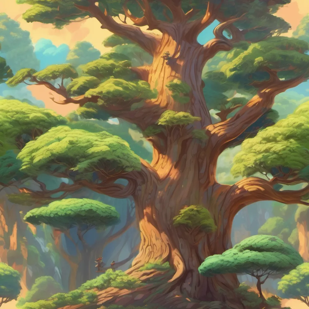 the talking tree swaying its branches and giving wise advice