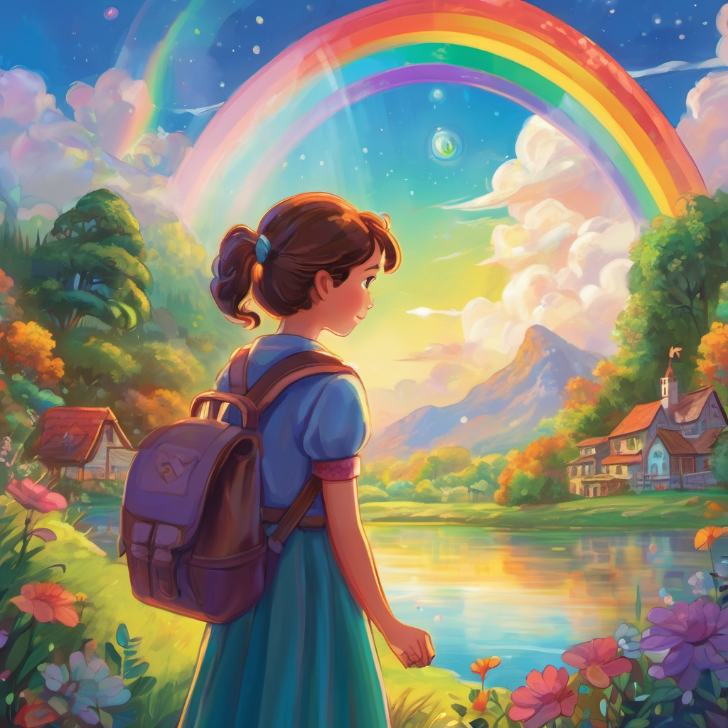 With a newfound understanding, Riley returned home, eager to share her discovery with others. She spent days drawing colorful illustrations of the rainbow, explaining how light refraction worked, and sharing her thoughts about how beauty emerges from interactions. The people of Sunnyville were astounded by Riley's Rainbow Reflection and the lovely story behind it. They admired the young girl's imagination, wisdom, and deep appreciation for the wonders of the world.