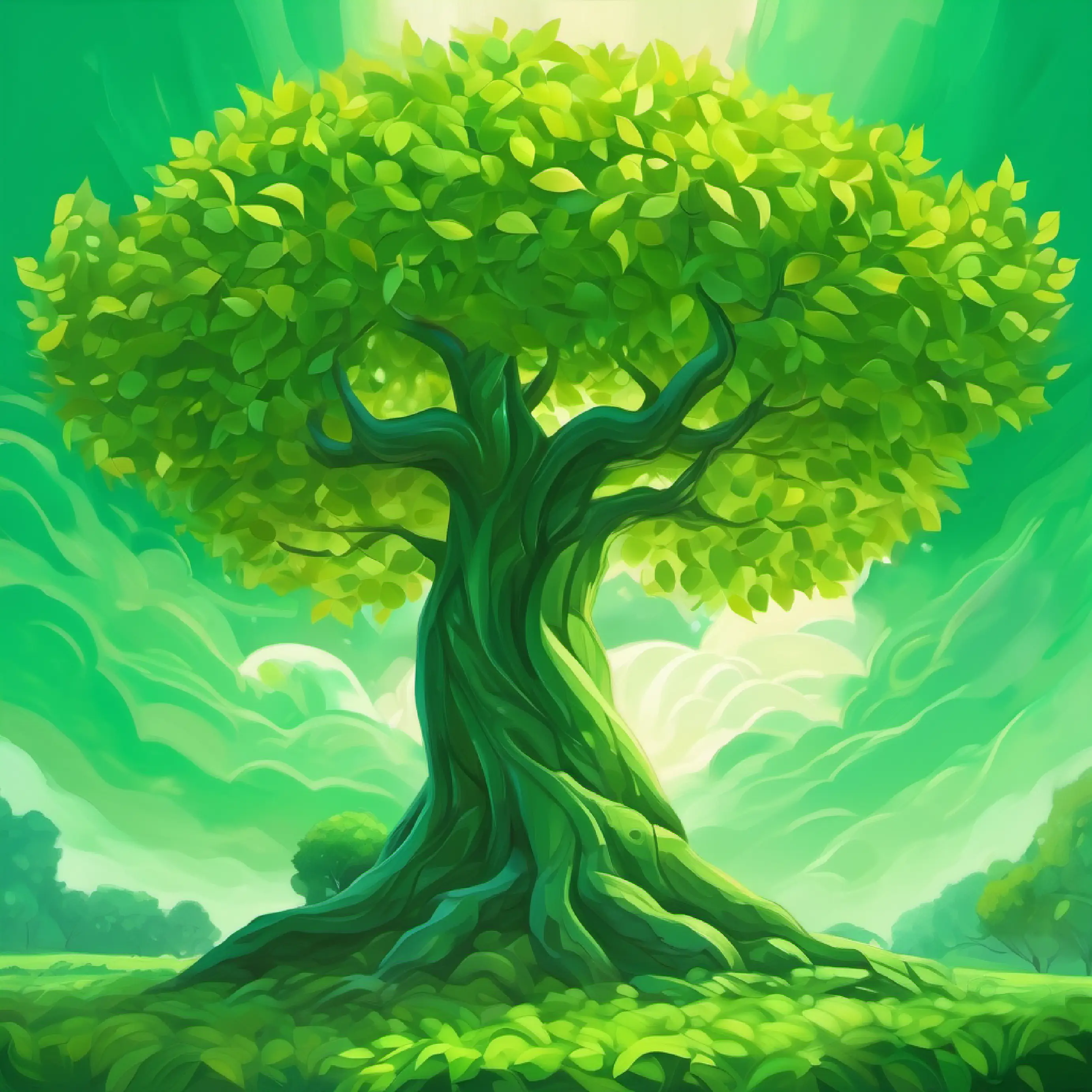 un arbol de grandes hojas verdes