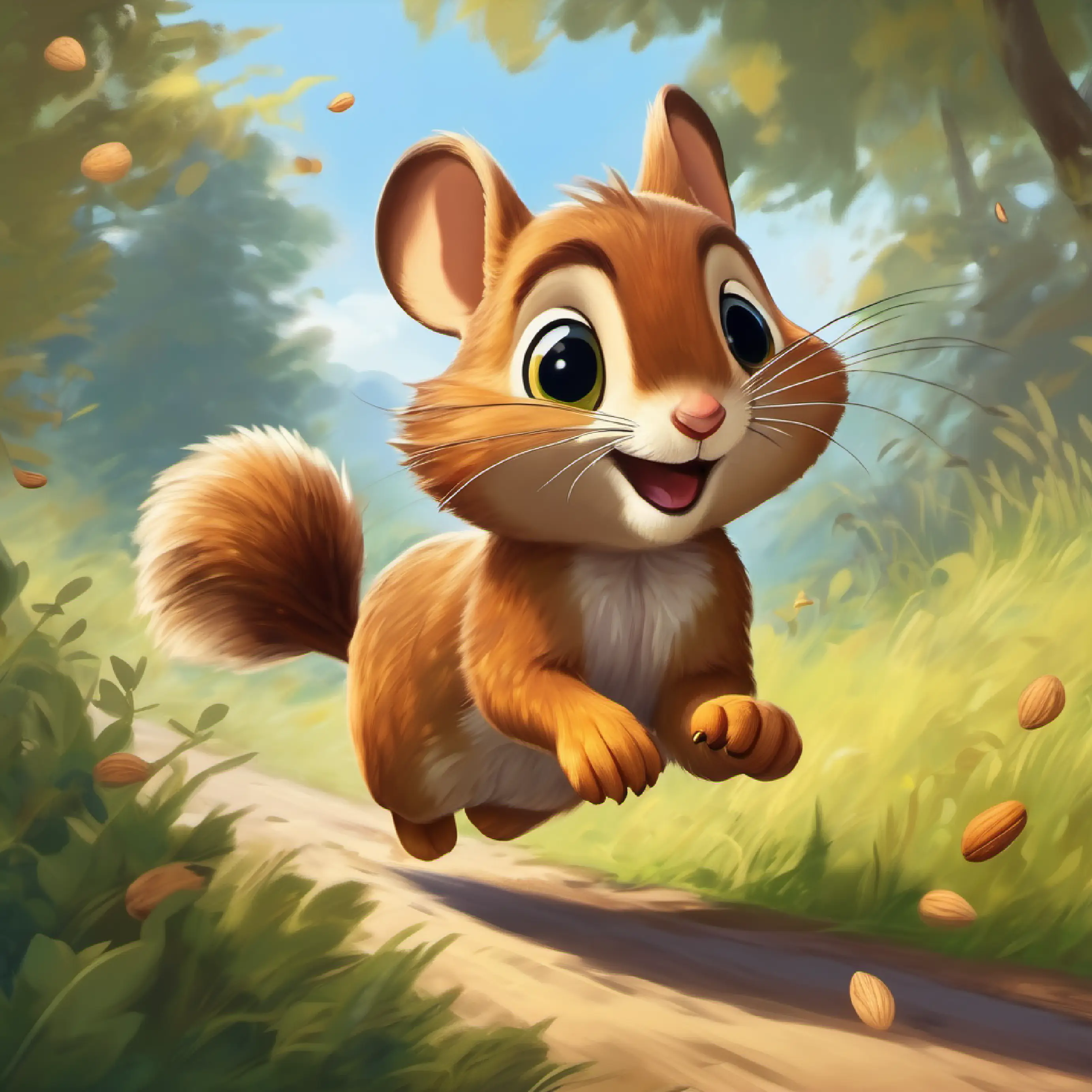 ardilla corriendo con nueces