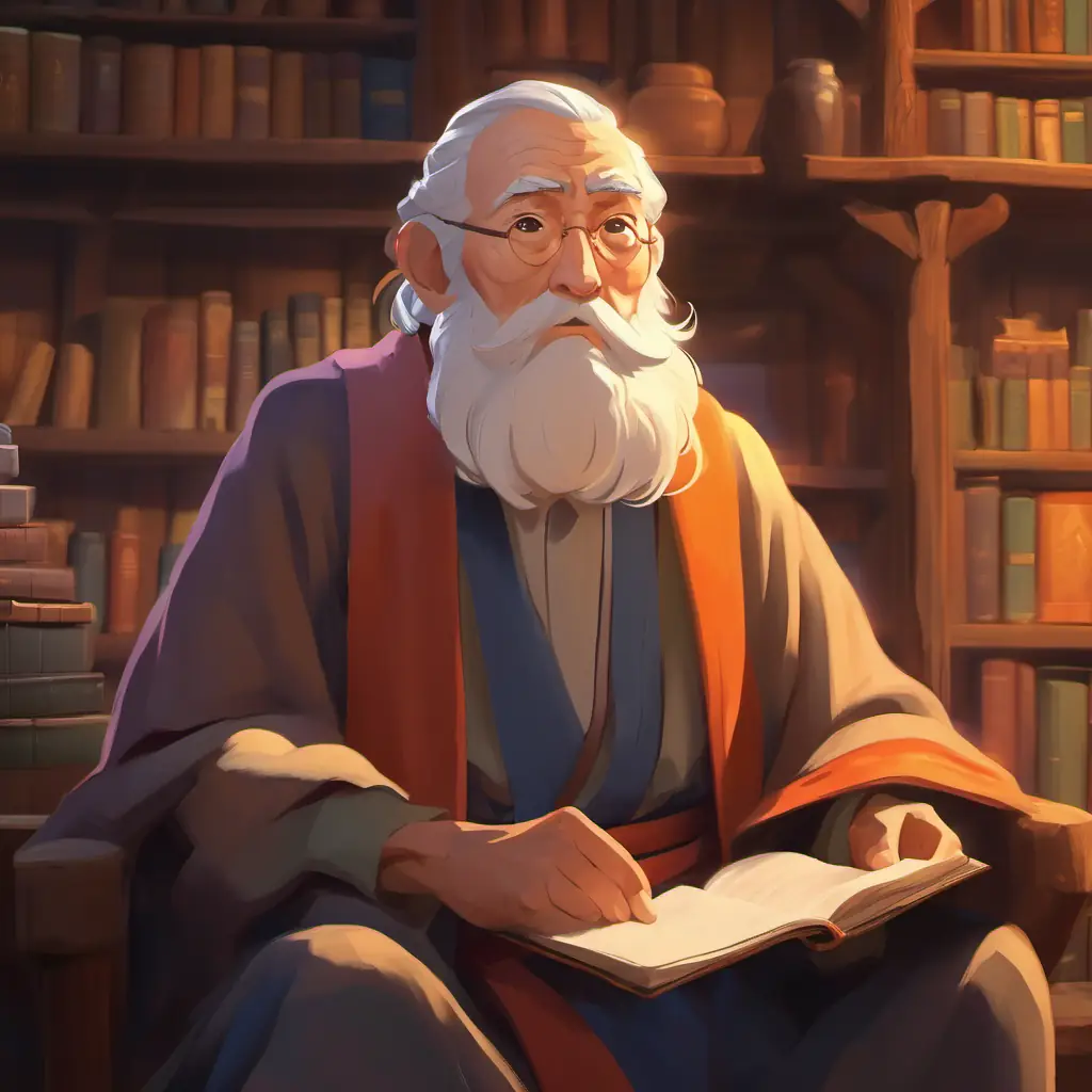 Wise old man, storytelling presence, eyes of experience sharing stories, past heroism, teaching values