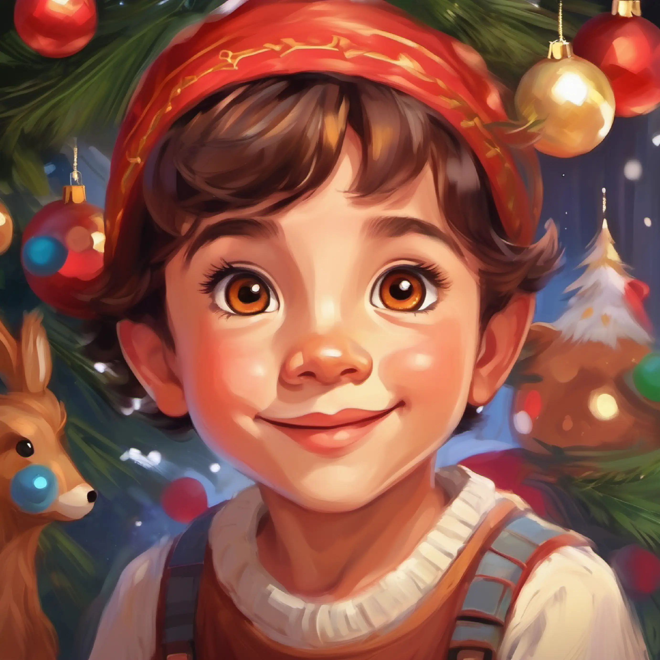 Character: Happy, curious child with brown eyes and fair skin with two eyes, emphasizing teamwork.