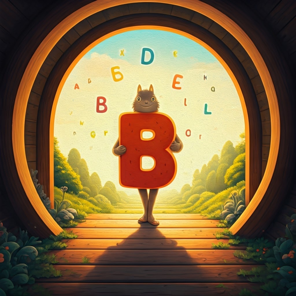 all the letters together, happy and smiling