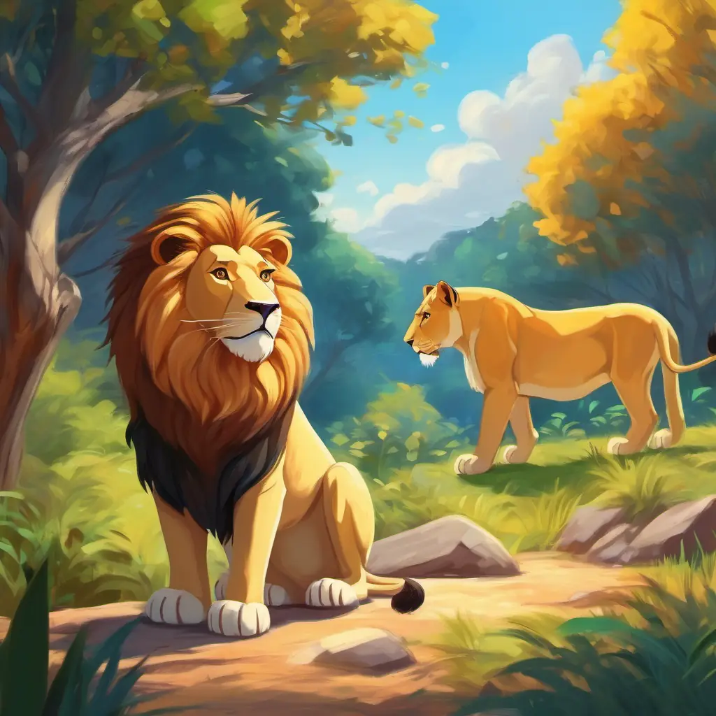 Lion sees animals in trouble
