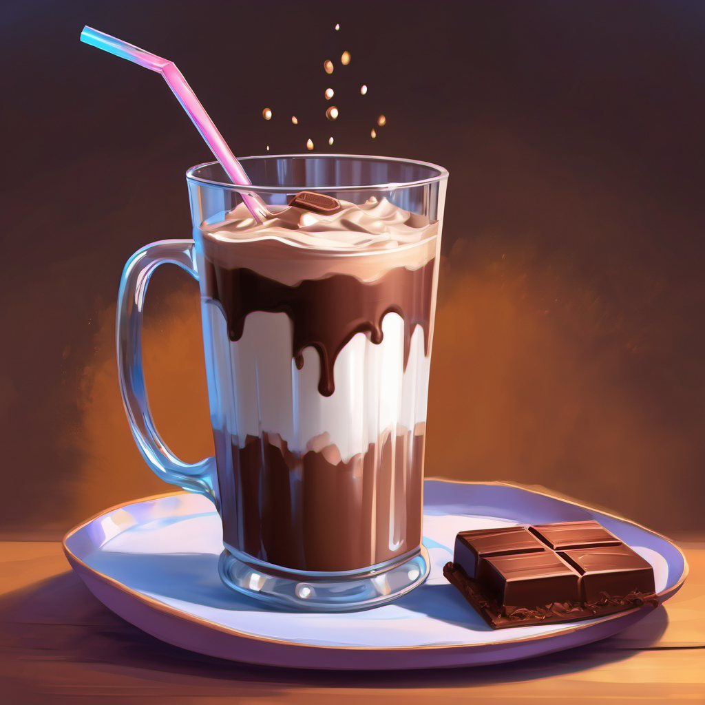 The magician waved his wand and said, 'Doodh ka doodh, pani ka pani!' Suddenly, the glass of milk started transforming. It turned into a glass of delicious chocolate milkshake!