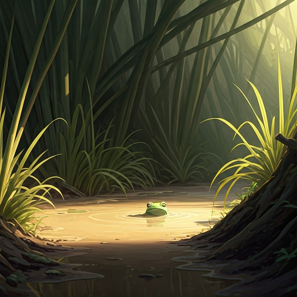 A small frog stuck in the mud