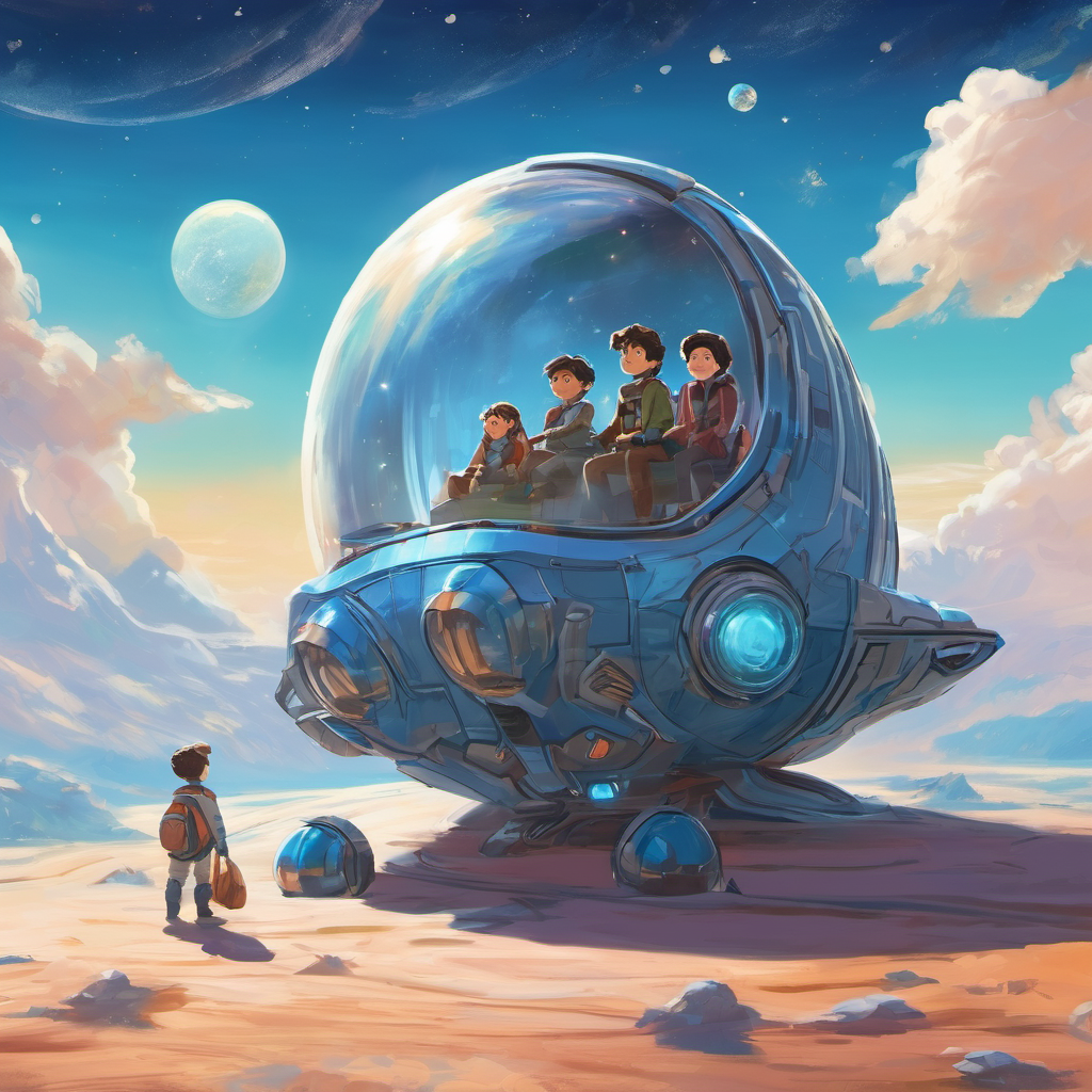 Their first stop was Planet 1. As their spaceship touched down, they were welcomed by a kind and wise god-like creature who had watched over the planet for centuries. The god, named Zephyr, had soft blue skin, sparkling eyes, and a strong presence. Zephyr taught Max and Leo about the importance of kindness, sharing, and taking care of their planet. He showed them how his serene planet thrived because everyone worked together and treated each other with love and respect. With hope in their hearts, Max and Leo bid farewell to Zephyr and headed towards the next planet.