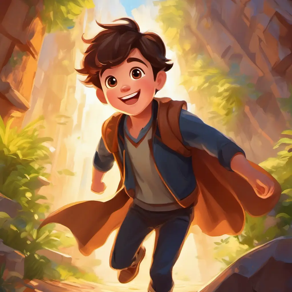 Cheerful boy with brown hair, big brown eyes, and a ready smile's discovery of his super powers, mysterious happenings, and his initial surprise.