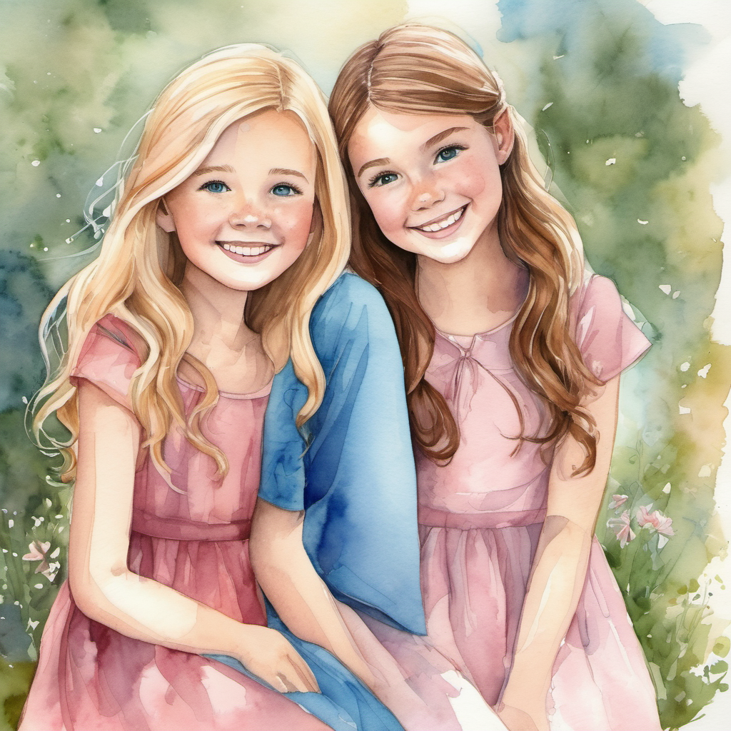 Lily: blonde hair, blue dress, always smiling and Emma: brown hair, pink dress, freckles, caring, the best friends who treasured their bond