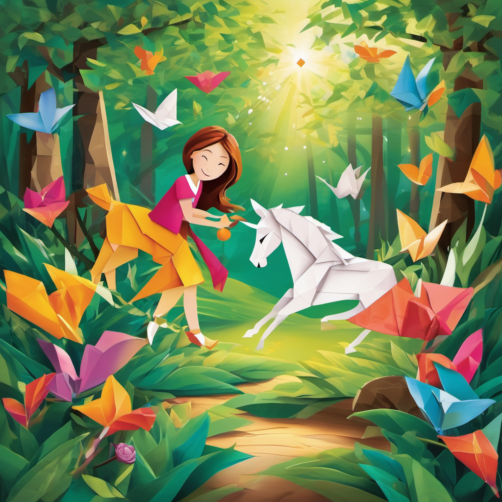 As Amelia nursed Chester back to health, an extraordinary thing happened. Chester spoke! His magical voice whispered tales of a secret kingdom hidden deep within the enchanted forest. In this magical kingdom, true love was said to blossom, curing all ailments and bringing happiness to those who found it. Amelia's curiosity and love for adventure ignited a spark within her heart. She decided that she must find this hidden paradise, not just for herself, but also to bring love and joy back to her kingdom. Determined, she embarked on a quest, holding Chester tightly in her little hands.