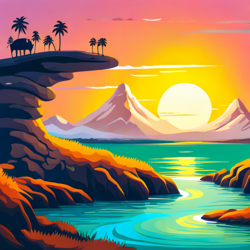 Rainbow Snake painting the sunset orange