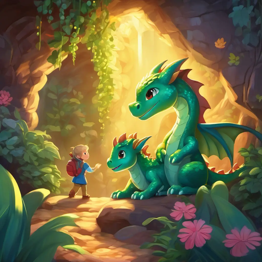 Rescuing the baby dragon, freeing him from vines, and the joy felt by all in the sparkly caves.