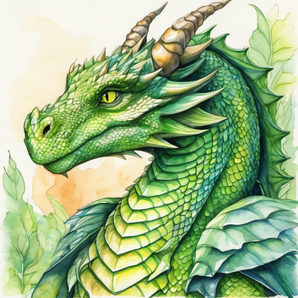 Friendly dragon with green scales and kind eyes organizing a Dragon Council for communication and understanding