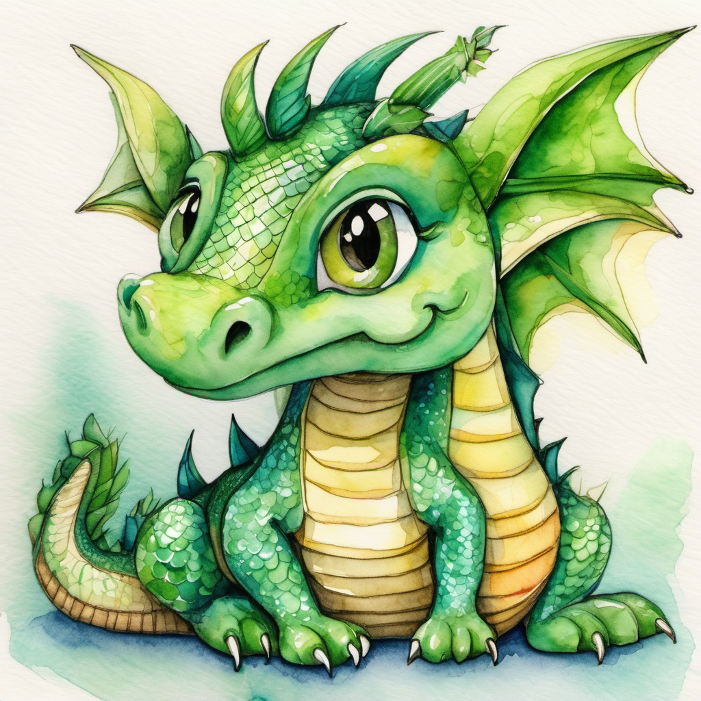 Friendly dragon with green scales and kind eyes organizing workshops for open communication and celebrating diversity