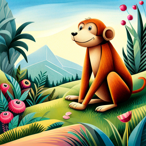 A small brown monkey with a mischievous grin looking curious, with the dog listening attentively