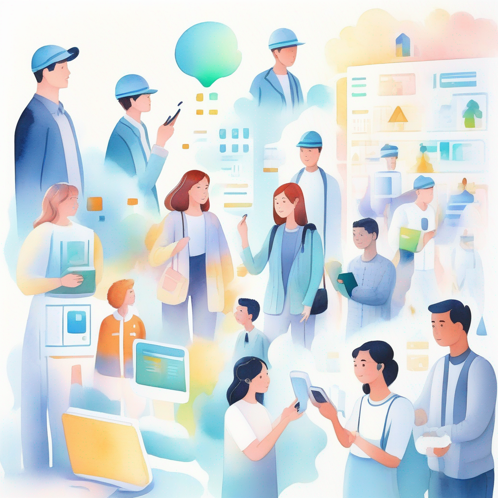 An illustration showing different AI helpers supporting people in various situations.