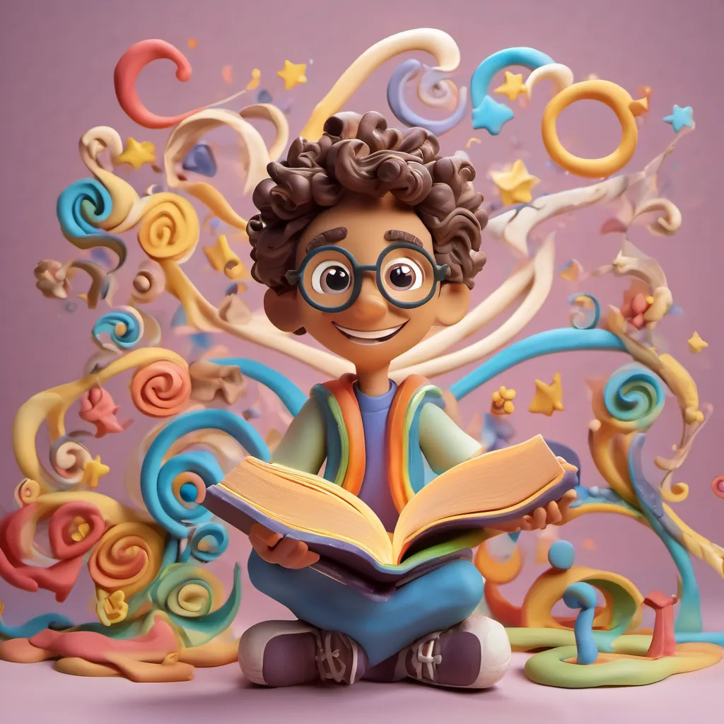 A bright-eyed, curious boy with a big smile, dressed in casual clothes, showing excitement and energy, holding a glowing book with the title 'The Book of Mathical Wonders,' being surrounded by magical swirls.