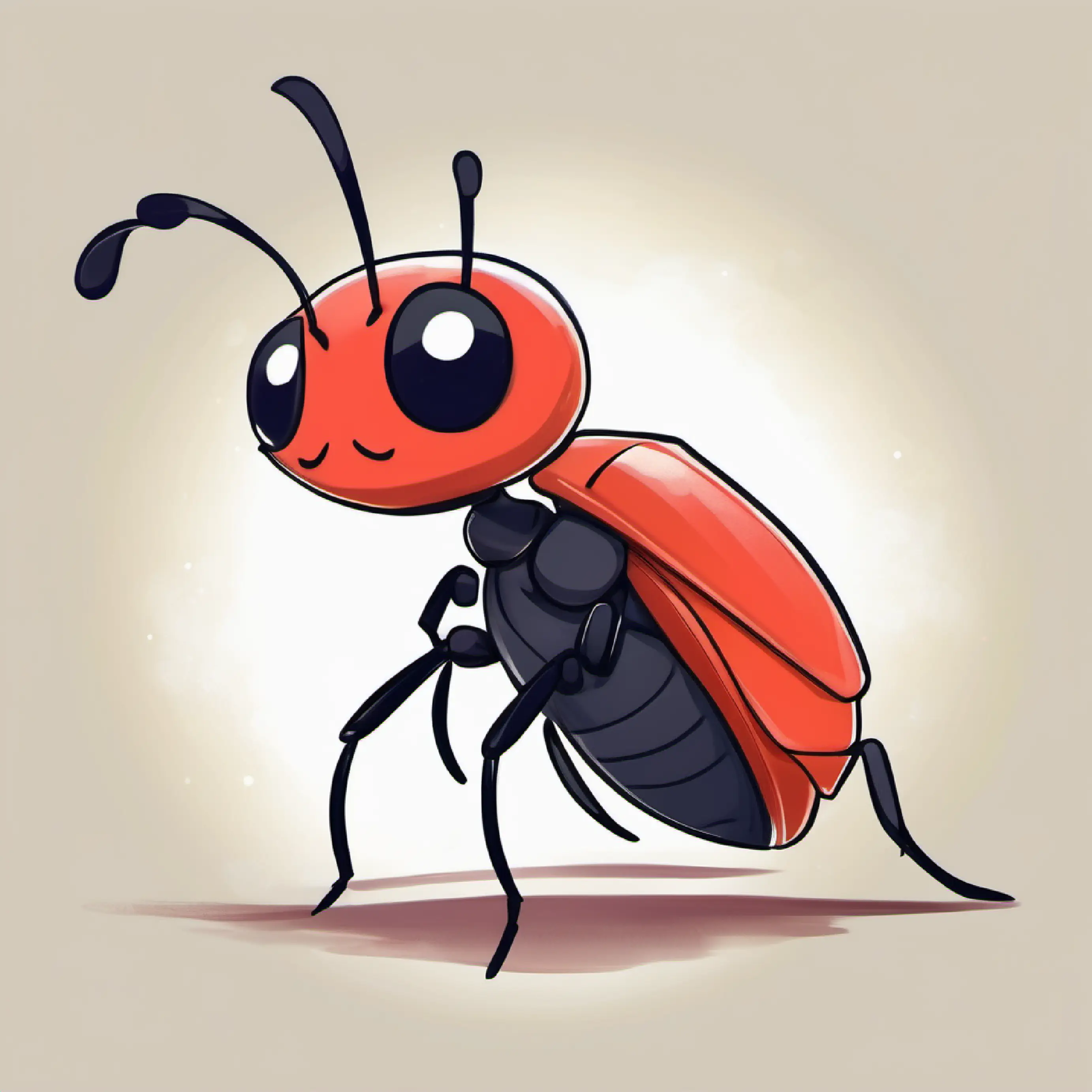 young, cute, adorable ANT standing , big eyes, colorful