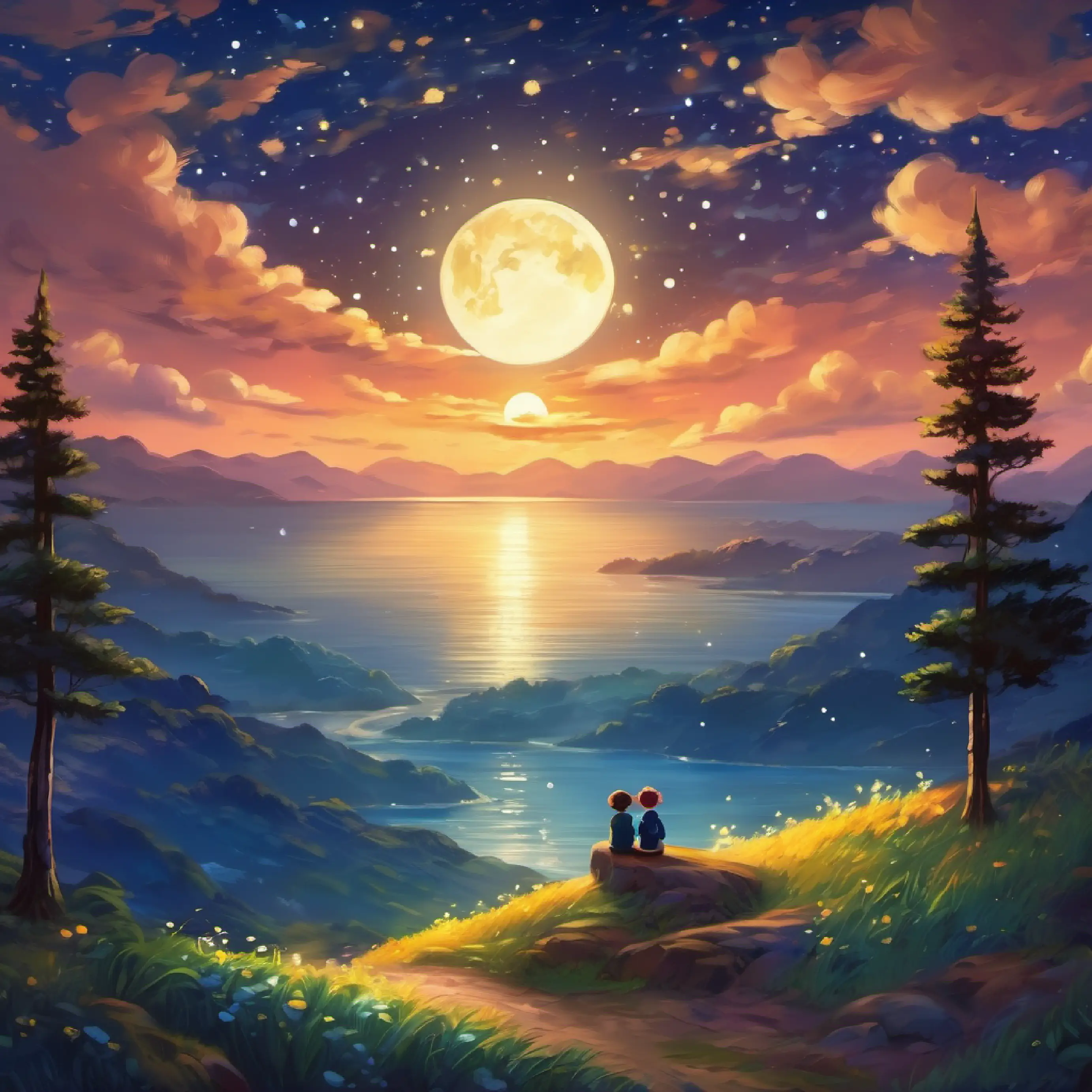 Starry night, confessing feelings, shimmering moonlight, sweet melodies