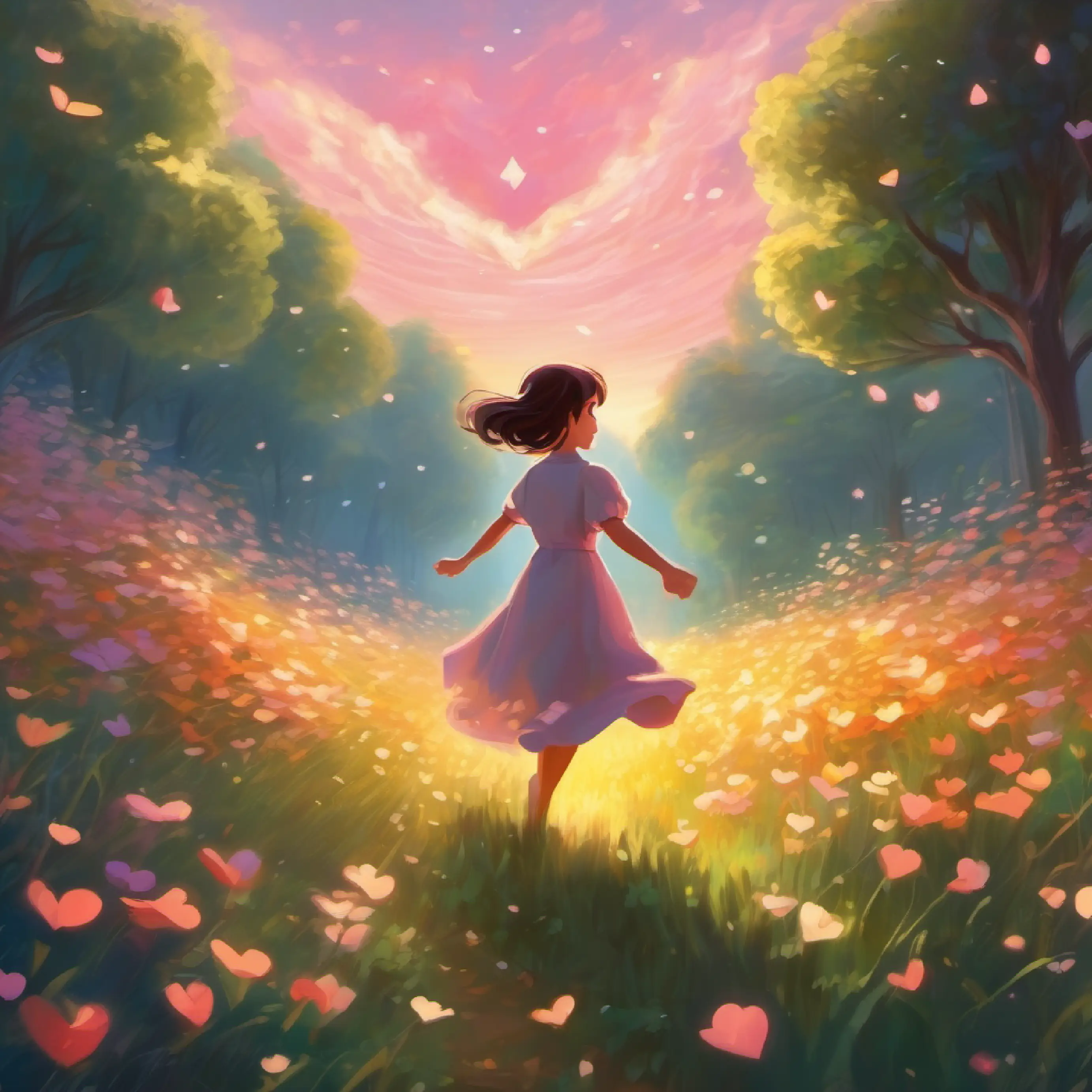 Fluttering heart, dancing, gentle glow, lost in love