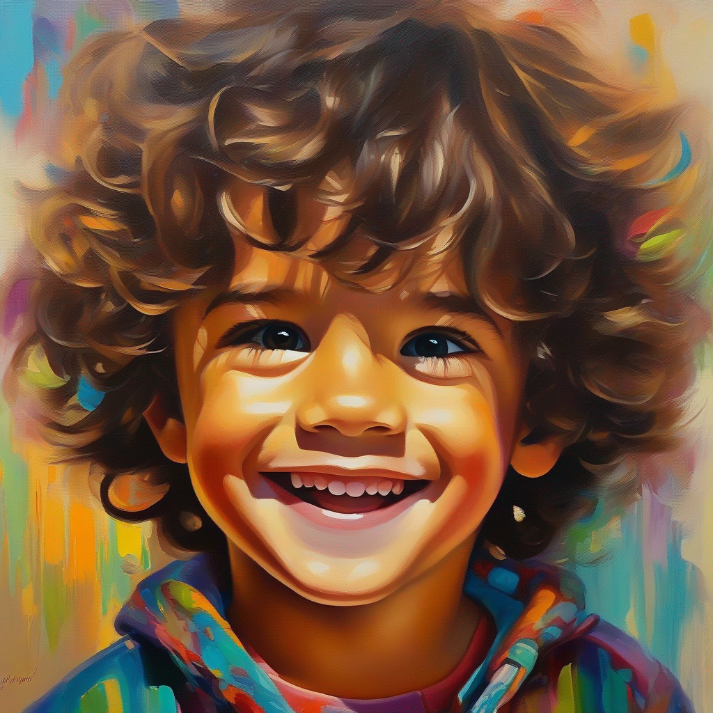 Un niño curioso con cabello marrón, sonrisa amigable y ojos brillantes. se lastima la pierna, Letras distorsionadas de colores alegres que forman el abecedario. le anima, colores cálidos.