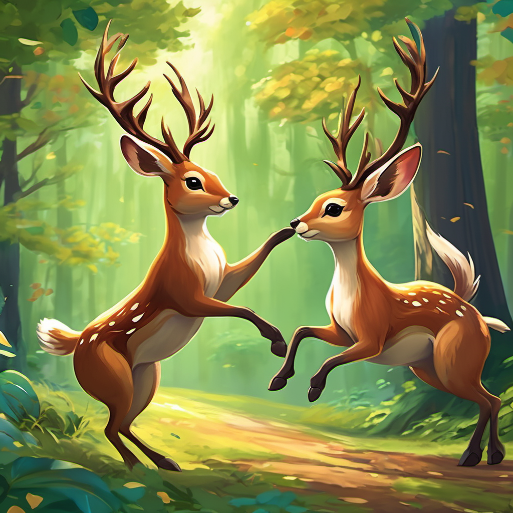 The elegant deer leaped with grace, showcasing their roles as gentle herbivores. They ate just enough to sustain themselves, for they knew that taking too much could disrupt the delicate harmony of the forest. Their dance reminded everyone to be mindful of their needs and to respect the resources they shared. The playful squirrels twirled and twisted, bringing joy and laughter to the dance. Their acrobatic movements emphasized the importance of fun and happiness. They showed that while maintaining balance was crucial, it could still be enjoyed with a light heart.