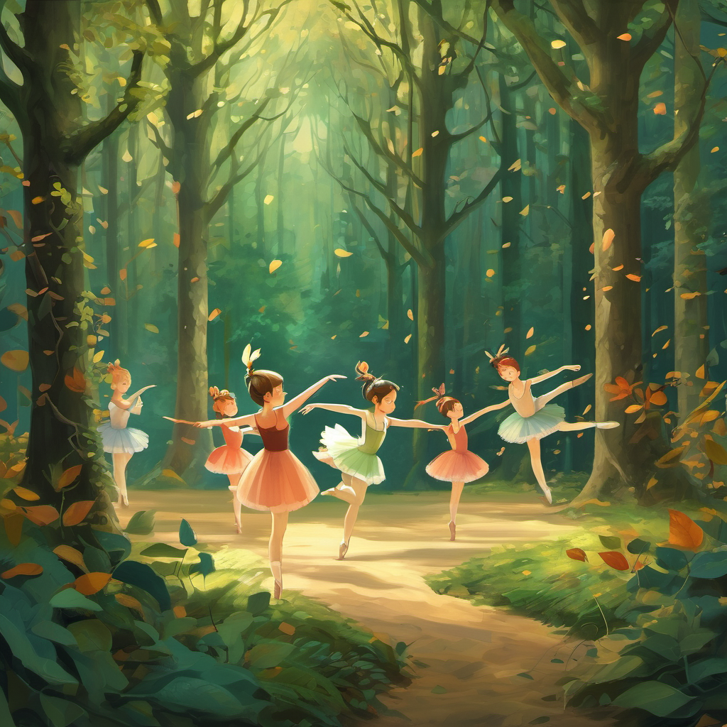 As the ballet continued, all the creatures joined in unison, celebrating the delicate yet powerful balance of their forest home. While each species played a different role, they recognized that they were all interconnected and dependent on each other. When the final note of the music faded away, the dancers bowed gracefully, acknowledging the significance of the harmony they had portrayed. The forest itself seemed to applaud, with leaves rustling and branches gently swaying in approval.