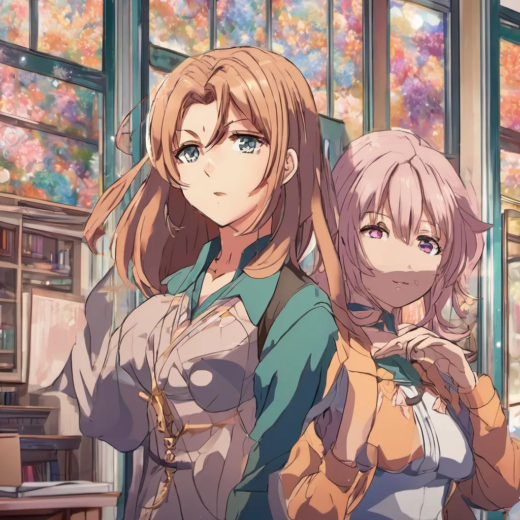A stern-looking mother scolding a girl, who looks mischievously upward with a glint in her eye.