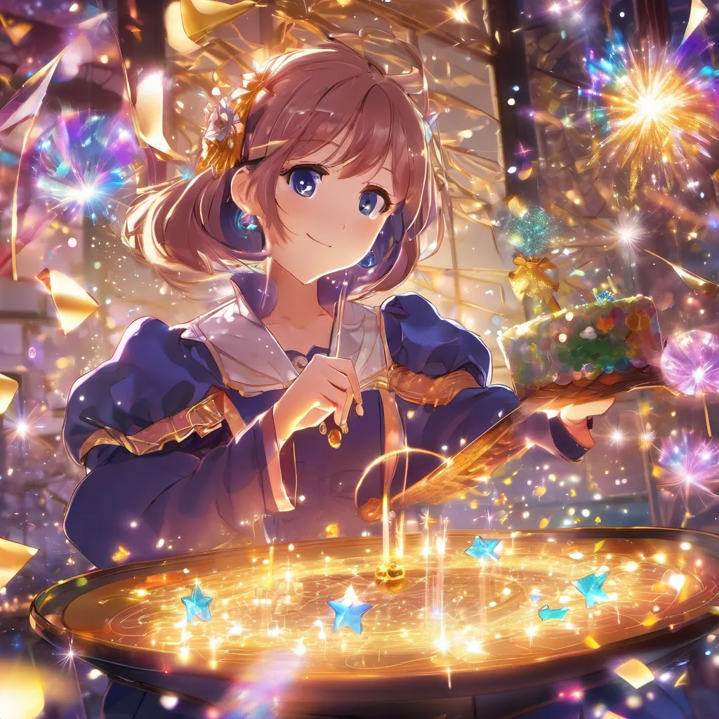 Tilly making her wishes, with magical sparkles around her.