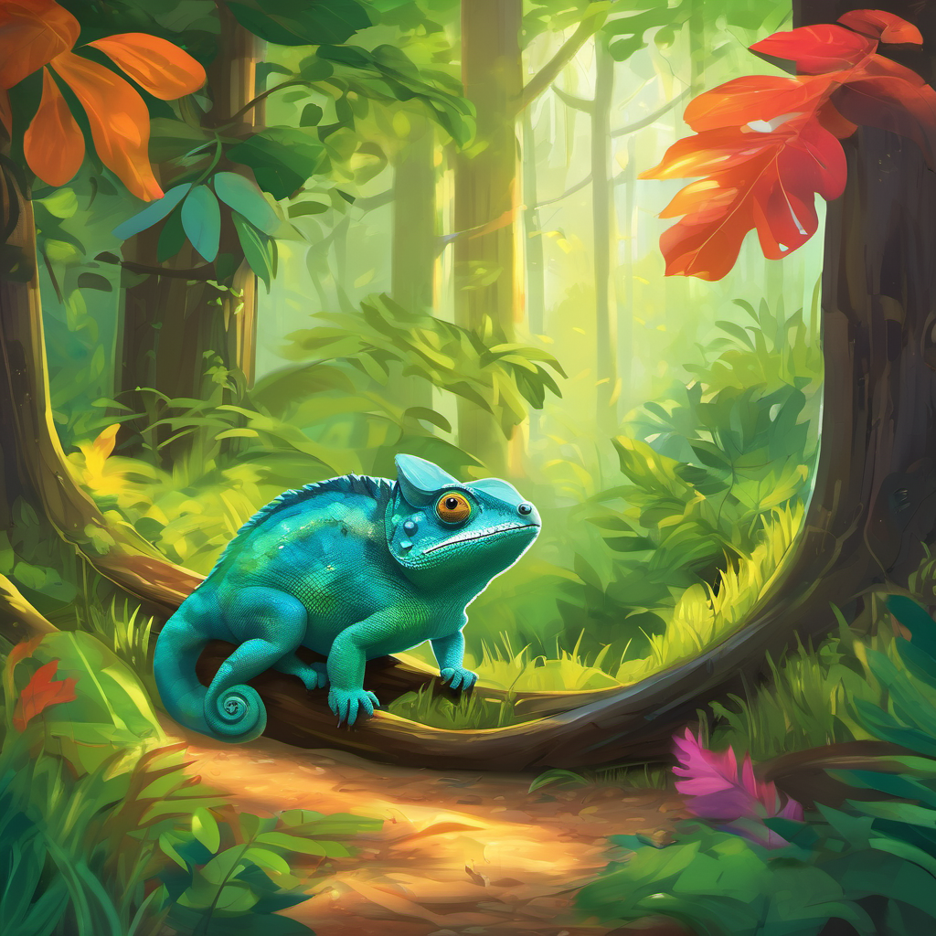Once upon a time, in a lush and colorful forest, there lived a chameleon named Charlie. Charlie was a very special chameleon because he loved to talk. He would chat with all the animals in the forest from sunrise to sunset. He would ask them about their day, share his thoughts, and tell funny jokes. Charlie's voice was so loud and lively that everyone in the forest knew when he was around. Now, although Charlie loved to talk, he sometimes forgot to listen. He was so busy talking that he never took the time to truly hear what others had to say. The other animals would patiently listen to him, but they also wished that Charlie would learn the importance of listening.