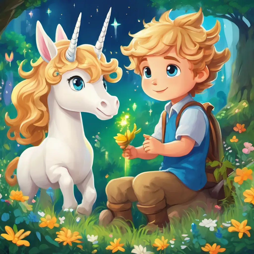 Lily has long, curly brown hair and bright blue eyes and Leo has spiky blond hair and sparkling green eyes meet talking unicorns, friendly dragons, and tiny fairies, making friends and continuing their journey.