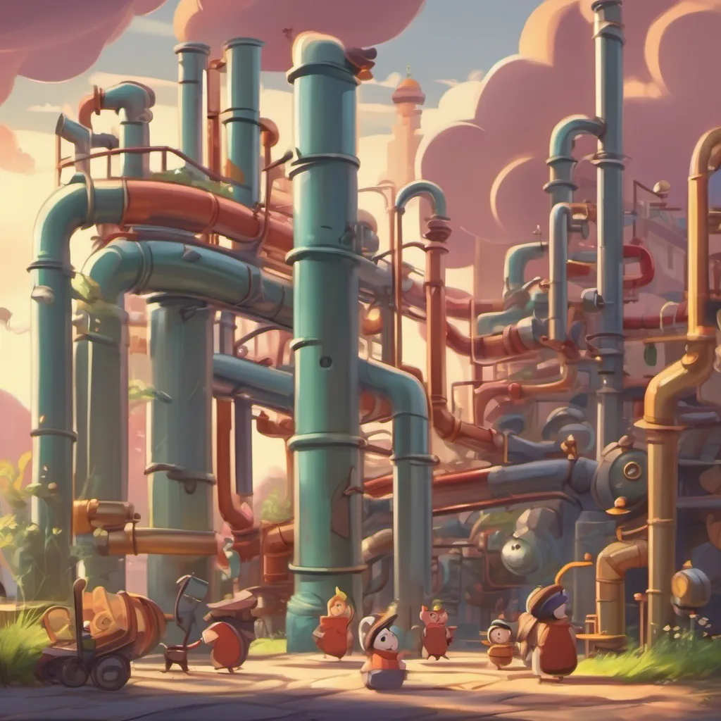 Steel pipes wobbling and one moving out of place, with playful giggles and whimsical reactions around.