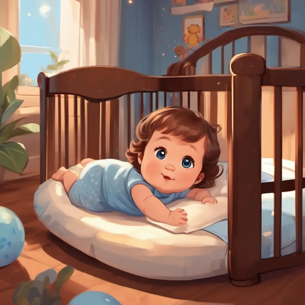 Emil's room is cozy with a decorated crib.