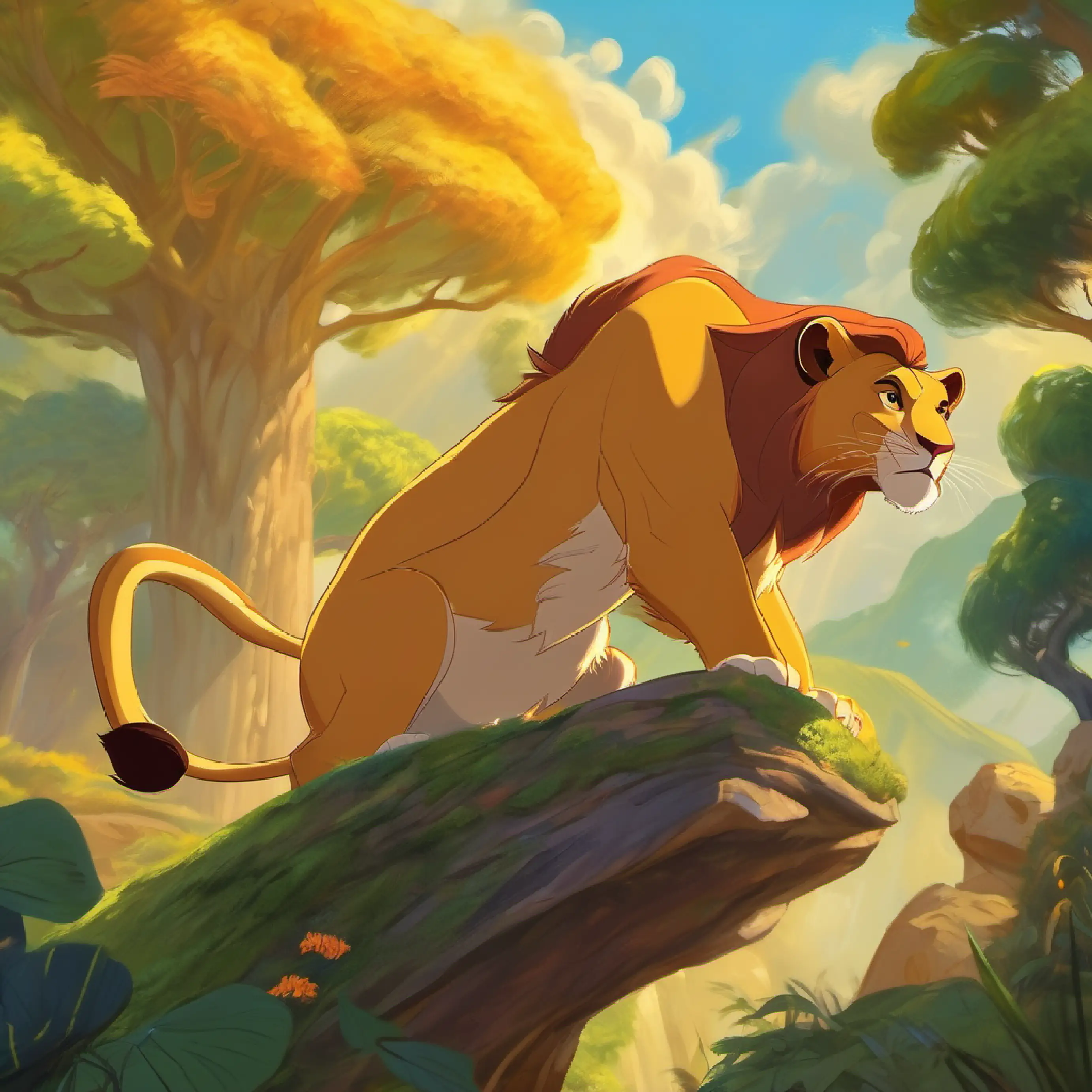 Animals acknowledge Simba's bravery.