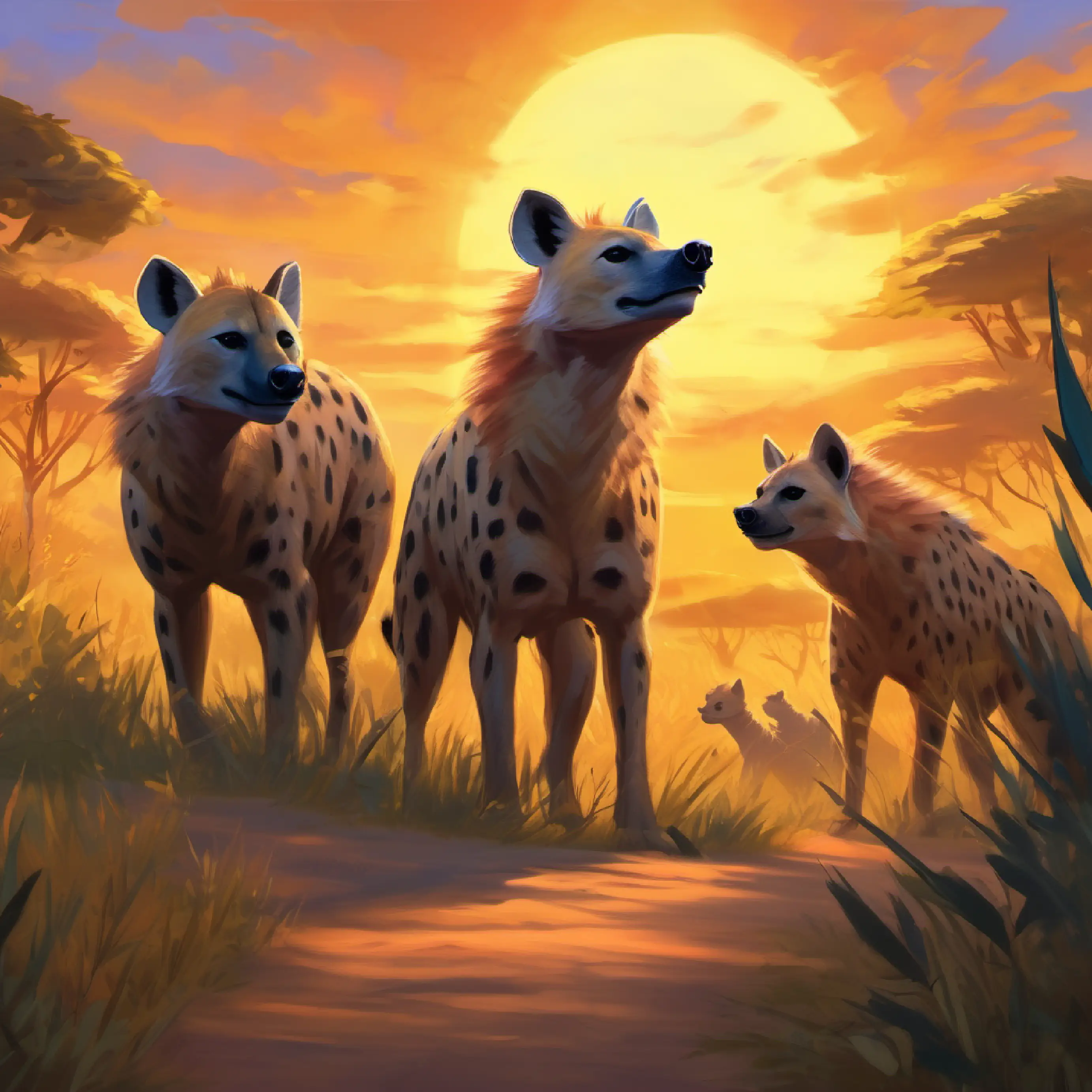 Introduction of conflict with hyenas coming.