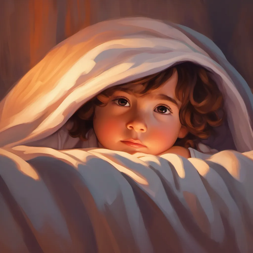 Child snuggling under blanket, feeling safe and sleepy