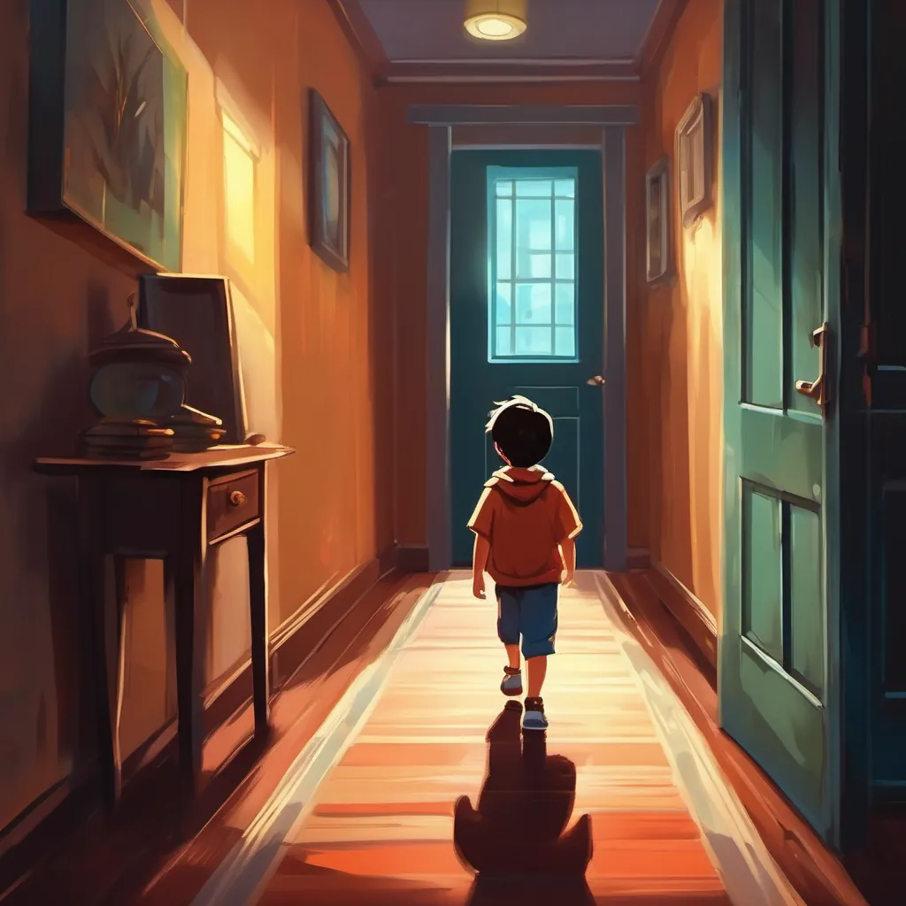 Child walking quietly down a dark hallway to Dad's room