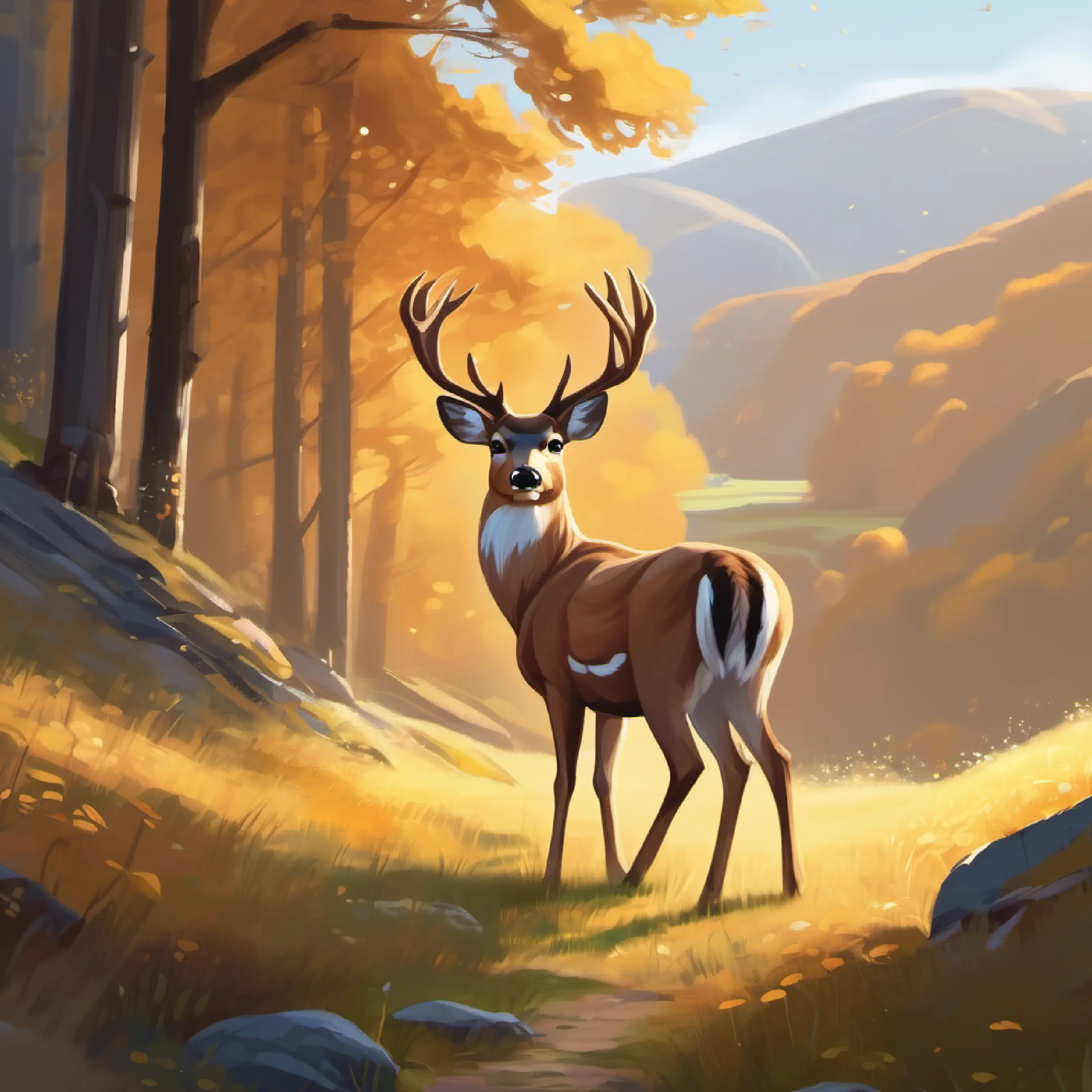 Shy deer with soft brown eyes and a helpful nature the deer points them toward Gloomy Glen.