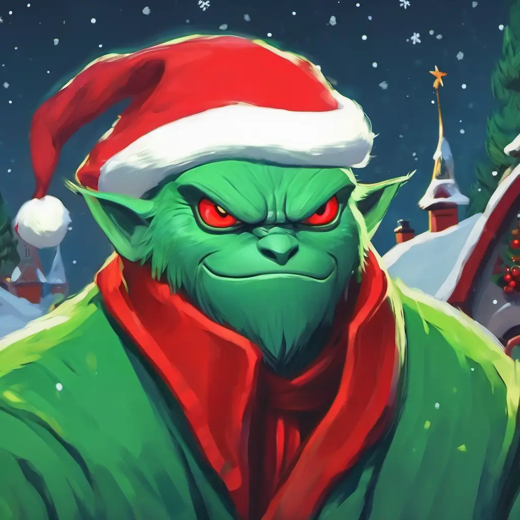 Pale green skin, red eyes, menacing and devious plotting, fueled by anger and determination